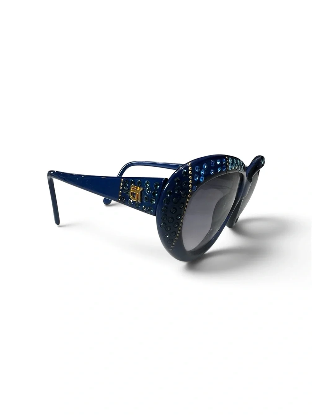 Vintage Emmanuelle Khan Sunglasses Made In Paris Blue Rhinestones Ek 120 /CS112